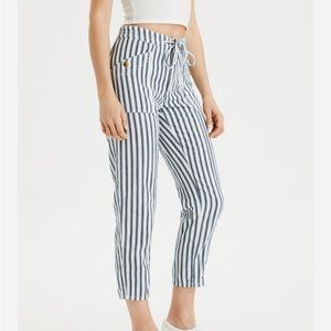 American Eagle Hi-Rise Striped Tapered Crop Pant
